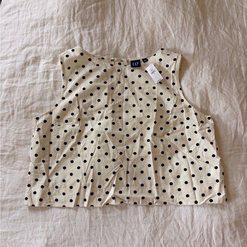 NWT Gap Polka Dot Linen-Blend Crop Shell Tank Top